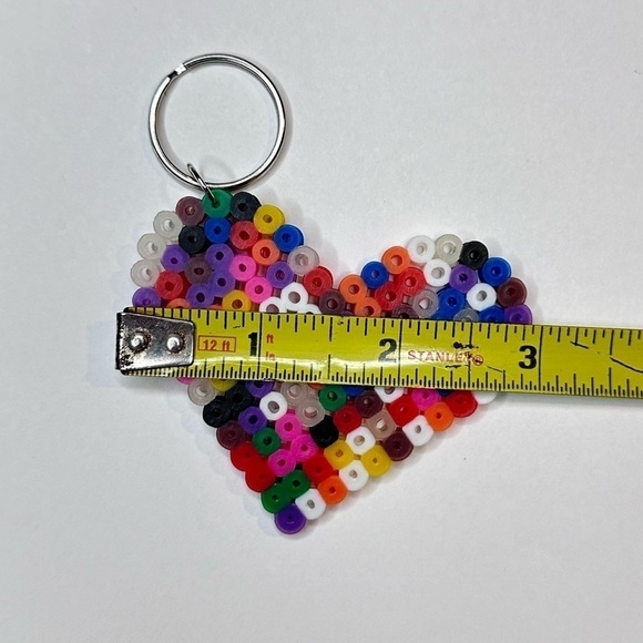 Heart keychain handmade perler beads multicolor - Picture 3 of 4